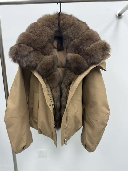Fur Collar Jacket for Women with Detachable Fox Fur and Down 2 S