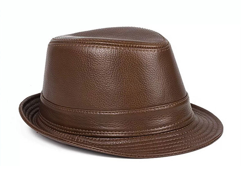 Genuine leather jazz cap for men