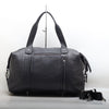 Black Leather Commuter Travel Duffle Bag