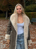 Women Reversible Faux Fur Long Coat Shearling Effect Winter Coat