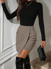 High-waisted houndstooth mini skirt