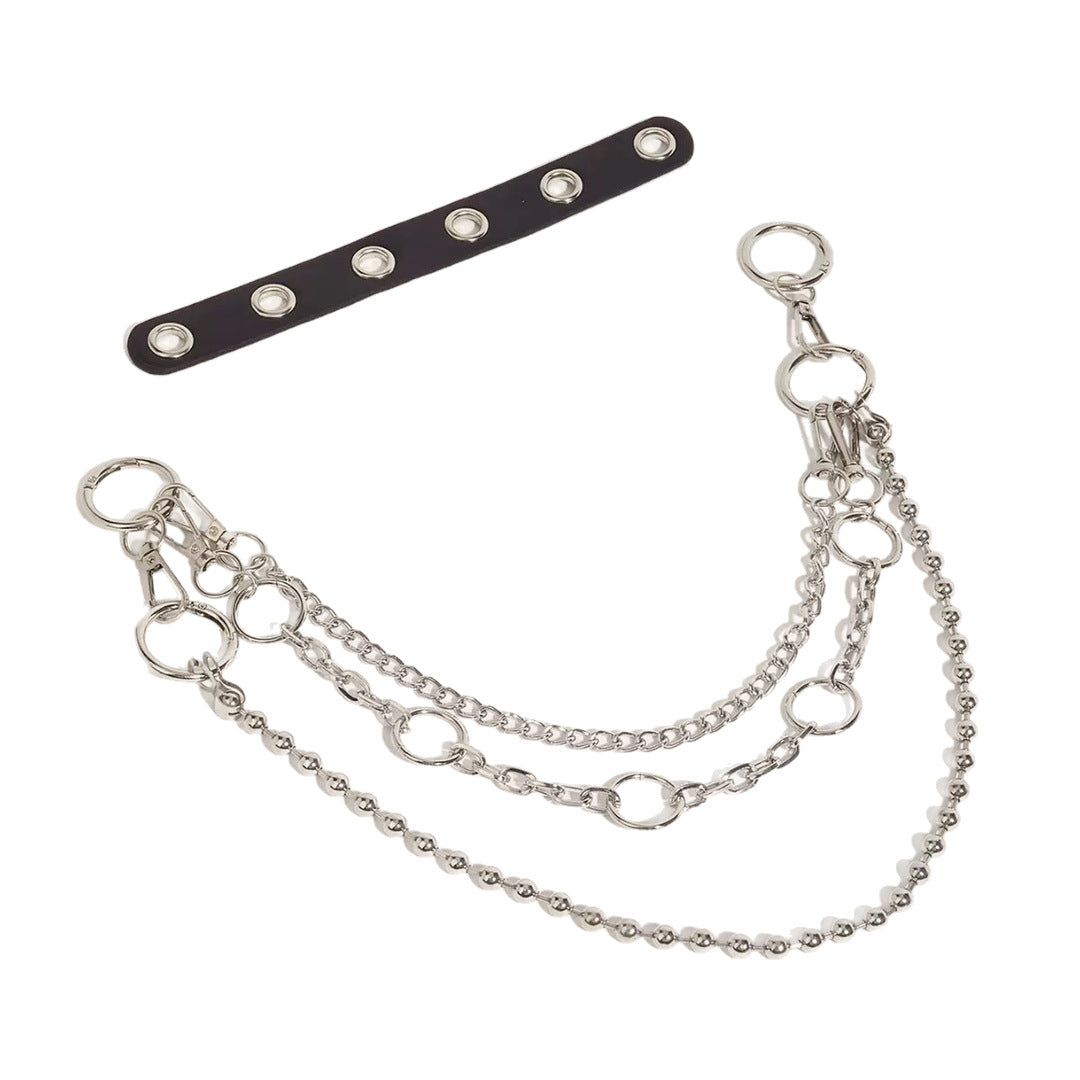 Women’s Silver Tone Waist Chain Jewelry with Layered Rings