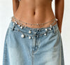 Women’s Layered Pearl Shell Waist Chain Silver Tone Body Jewelry