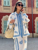 Macaron print linen coastal two piece outfit 1 S