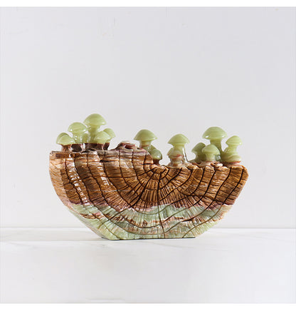 Natural Jadeite Mushroom Marble Ornament