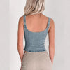 Women’s Zip Front Denim Vest with Buckle Strap Detail
