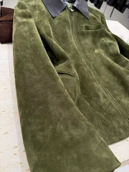 Genuine Goatskin Suede Leather Women's Jacket