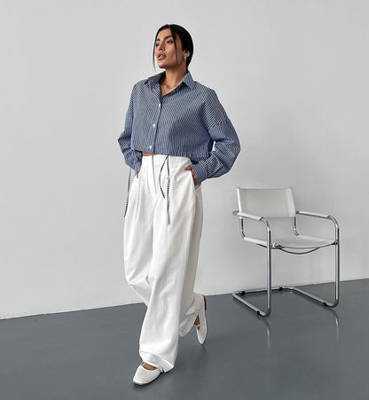 Tie Side Drop Shoulder Shirt