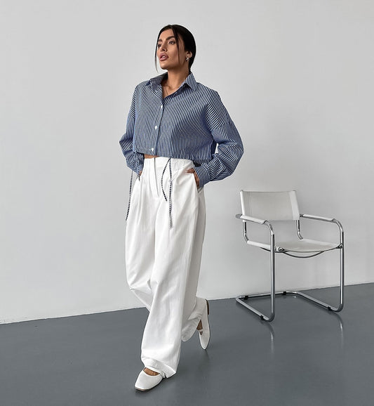 Tie Side Drop Shoulder Shirt