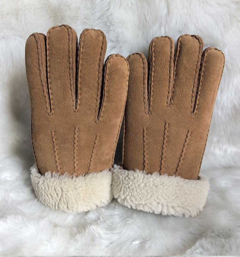 sheepskin suede gloves with fleece lining