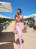 Pink Crochet Bikini & Floral Knit Beach Outfit