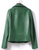Women’s Leather Bomber Jacket Moto Style Zip Belted