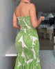 Women Long Summer Dress Printed Strapless Maxi