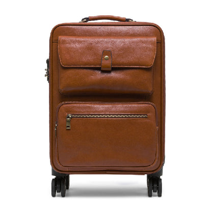 Premium Leather Trolley Suitcase Set
