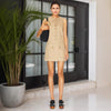 Women’s Sleeveless Khaki Commuter Dress with Cross-Lace Front