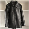 Women Genuine Leather Jacket Oversized Mid-Length Bomber Coat