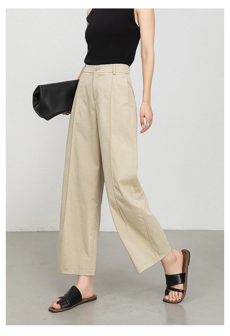 Women casual pants with cropped wide leg drape