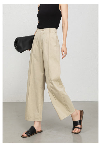 Women casual pants with cropped wide leg drape