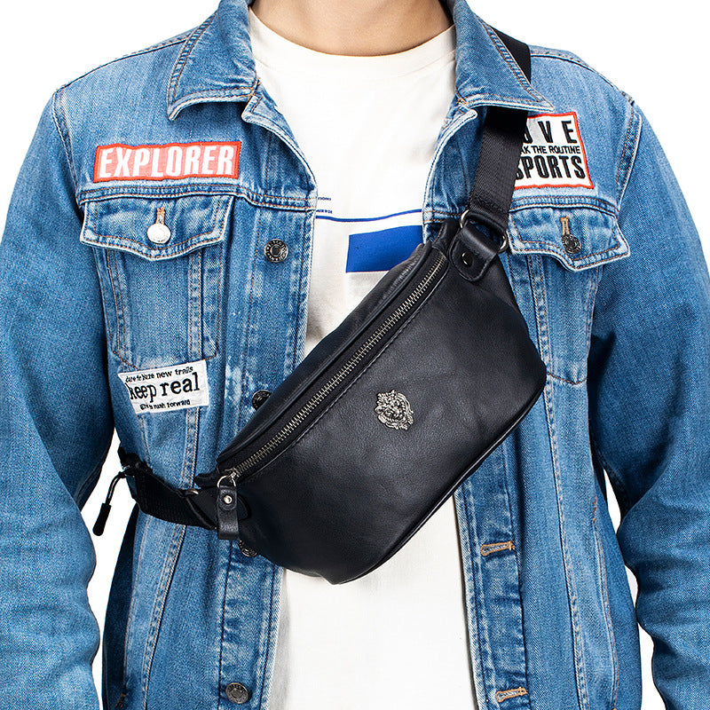 Genuine Leather Waist Bum Bag for Men