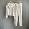 Women Cashmere Wool Knit Hoodie and Pants Set