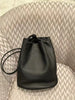 Black Leather Bucket Backpack Purse