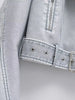 Women’s Short Faux Leather Motorcycle Jacket with Waist Belt