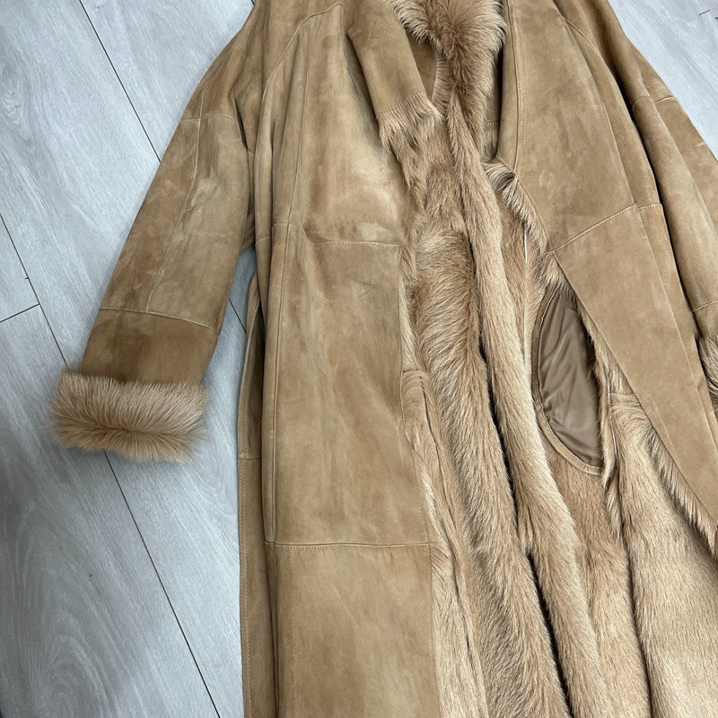 Women’s Cashmere Fur Mid-Length Trench Coat