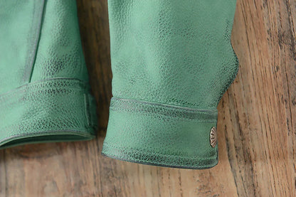 Men’s Distressed Emerald Green Leather Jacket