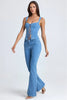 Lace-Up Denim Vest for Women with Adjustable Straps