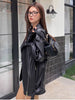 Women Oversized Genuine Leather Motorcycle Jacket Retro Washed
