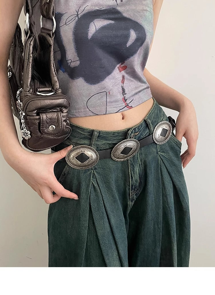 Women’s Faux Leather Western Concho Belt