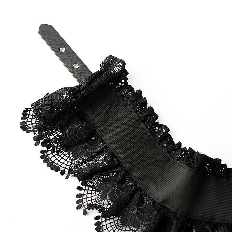 Women’s Wide Lace Waist Belt with Elastic Back Design