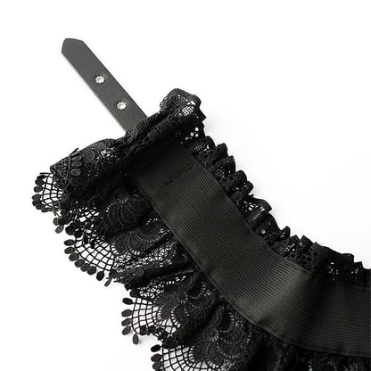 Women’s Wide Lace Waist Belt with Elastic Back Design