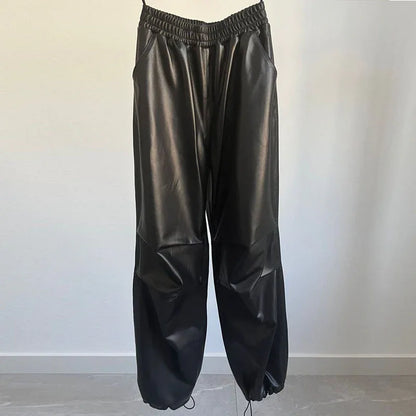 Genuine Sheepskin Leather Jogger Pants 2 S