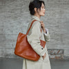 Genuine Full Grain Large Office Shoulder Purse with Zipper