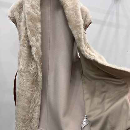 Reversible Women Sheepskin Fur And Cashmere Vest