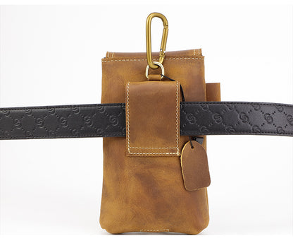 brown leather waist bags for men