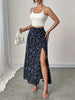 high waist split maxi skirt