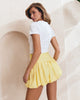 Women High Waist A-Line Bud Skirt Summer Puff Hem Mini Skirt