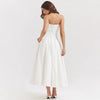 strapless v-neck corset a-line long dress