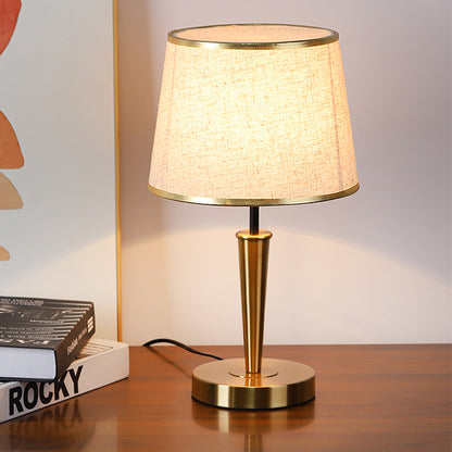 Modern Scandinavian brass table lamp with linen shade linen version 110V-120V For US CA
