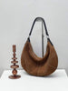 Suede Leather Underarm Crescent Shoulder Bag