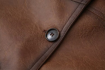 Brown Faux Leather Bomber Jacket for Women Cropped