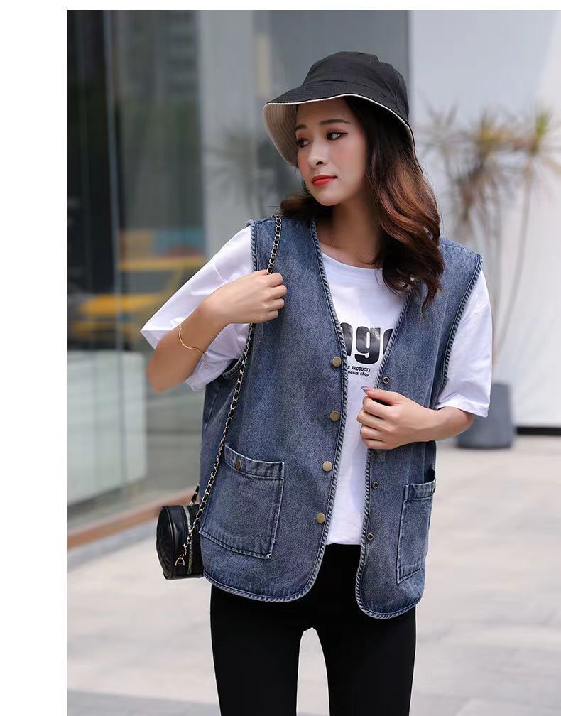 denim sleeveless jean vest