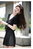 Women’s High Waisted Black Leather Shorts Wide-Leg