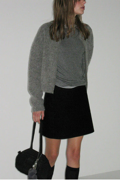 Women low waist zip cardigan knit outerwear