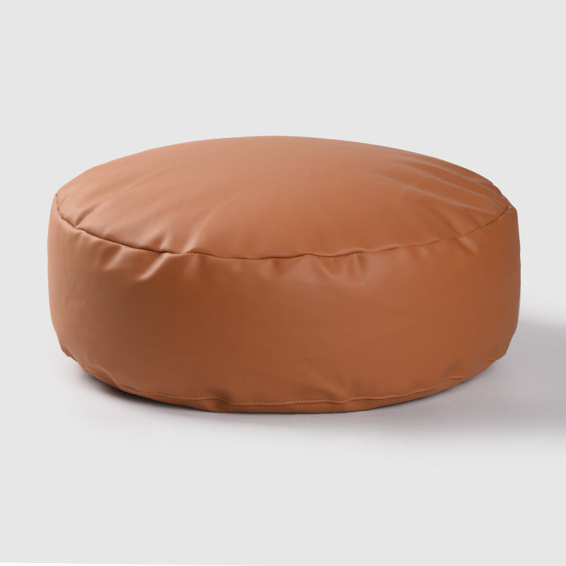 Faux Leather Pouf Ottoman Cover with Carry Handle