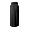 High Waist Leather Slit Straight Skirt