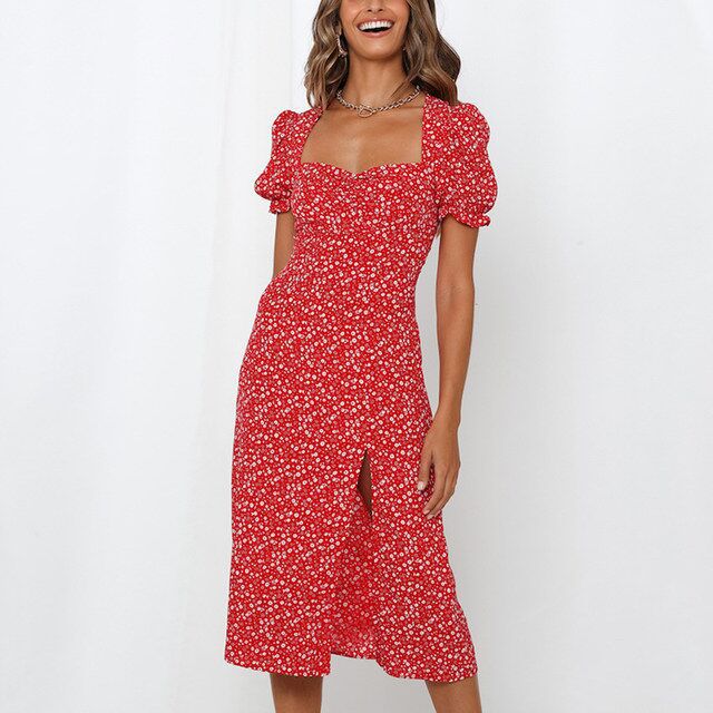 maxi dress with thigh high split sides