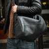 Black Genuine Leather Duffle Bag Travel, Gym & Overnight Bag